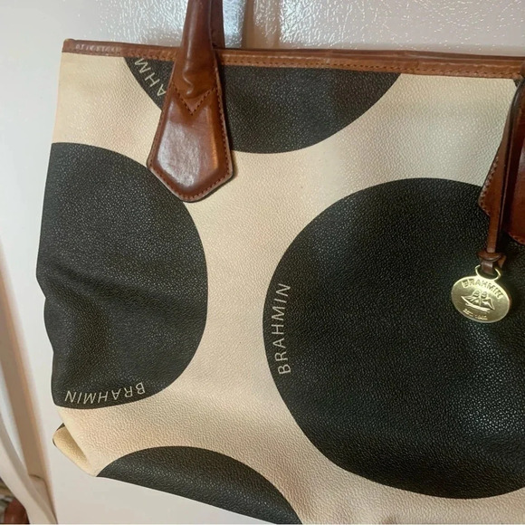 Brahmin Big Dots Brown Tote Bag Leather - Picture 11 of 13